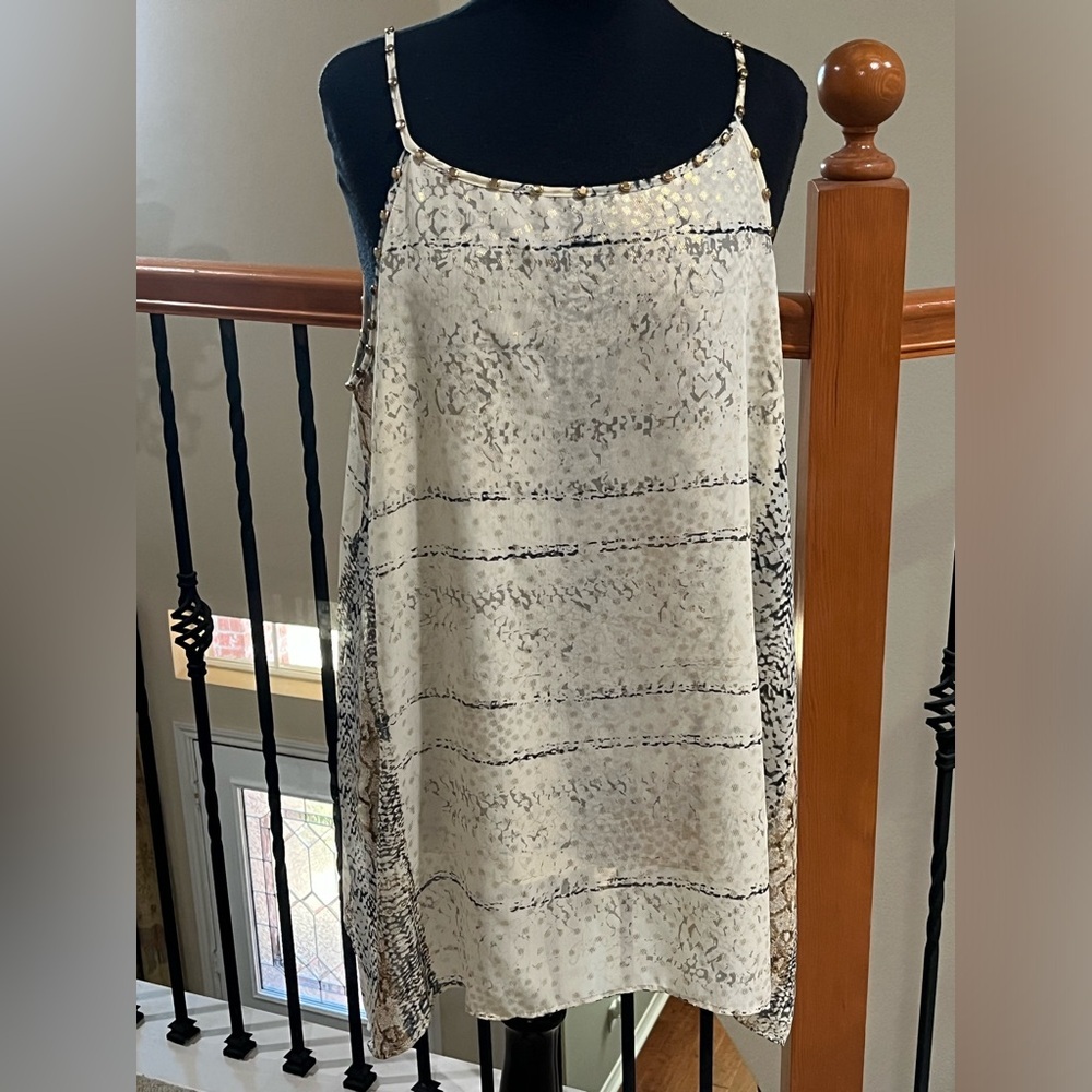 Midnight Velvet Animal Print Top - Brown & Gray with studded  accents: SIZE XL - Picture 3 of 12